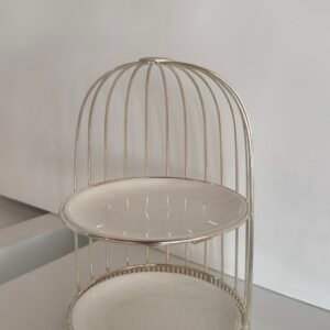 birdcage two tier stand silver