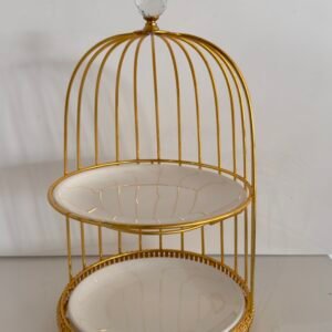 birdcage two tier stand gold