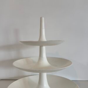 three tiered white cake stand plastic
