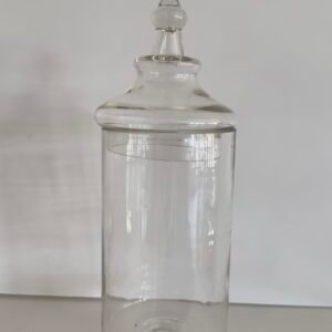clear glass apothecary jar with lid