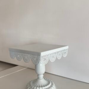 square white lace cake stand